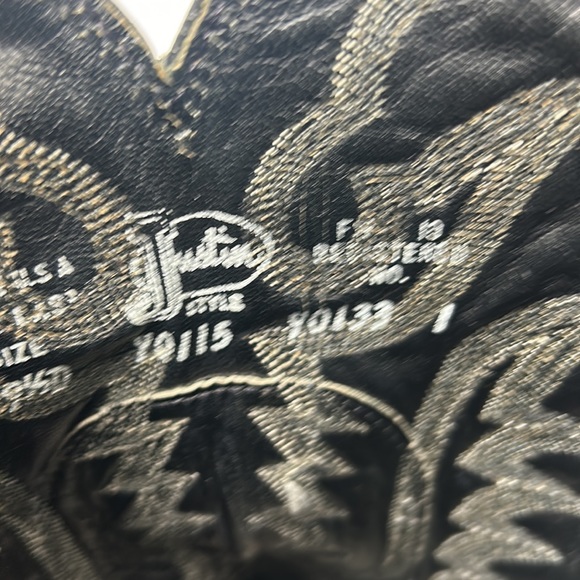 JUSTIN BOOTS MENS SIZE 9.5 ANIMAL SKIN LEATHER COWBOY BLACK BOOT MADE IN USA - Picture 12 of 12